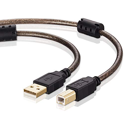 Tan QY Printer Cable 30ft, USB 2.0 High Speed Gold-Plated Connectors Printer Scanner Cable Cord A Male to B Male (Black-2, 30ft)