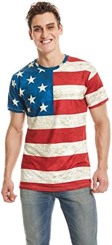 DAWILSMens American Flag T-Shirt Patriotic Vintage Shirts 4th of July Short Sleeve Hipster Tee Shirt