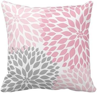 JosephArtStore 18 x18 A:373 Pink And Gray Dahlia Cushion Covers Pillow Case
