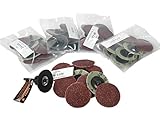 50-Pc 2-Inch Roll Lock Sanding Disc 24 36 60 80 120 Grit Assortment with Mandrel