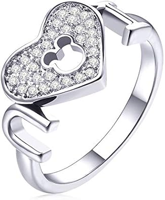 Rqzq Ring Creative I Love You Marca Anillo Para Novia Mujeres Amor En Forma De Corazon De Dibujos Animados Mickey Mouse Anillo De Compromiso Aniversario Regalo Amazon Es Joyeria