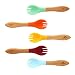 Avanchy First Stage Baby Kids Toddler Training Fork Soft Tip Silicone - Natural Bamboo, Self Feeding Utensils Set, Gift Set - 5 Pack, Assorted Colors