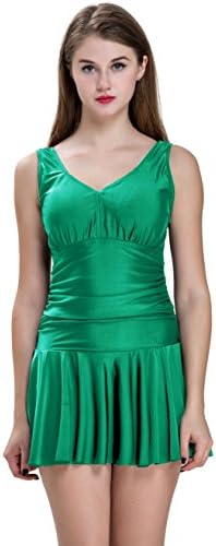 NINEWE Women's Plus-Size Swimsuit Shaping Body One Piece Swimdress Swimsuits Swimwear Green US8-10
