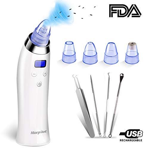 Limpiador de Poros Eléctrico, Eliminador de Espinilla Recargable del Vacío + 4 Accesorios Multifuncionales - Morpilot Máquina Multifuncional de Limpiar Poros Faciales