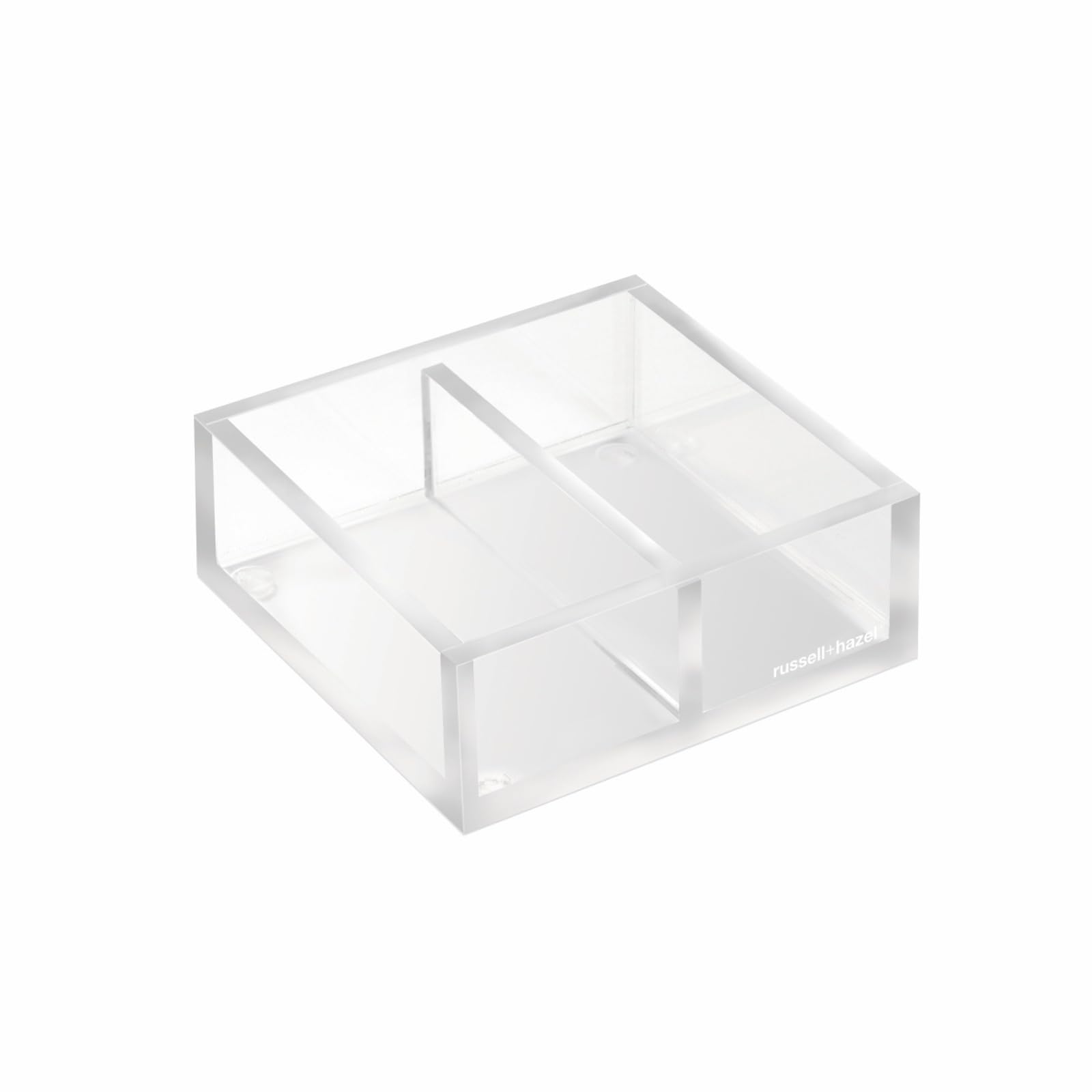 RUSSELL+HAZEL Acrylic Twin Bloc Small Desktop Organizer, Clear, 4” x 4” x 1.5”
