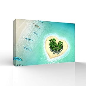 Canvas Wall Art for Living Room,Bedroom Home Artwork Paintings Heart-Shaped Island Ready to Hang - 12x18 inches