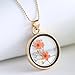 Gmai Orange Color Pressed Flower in Round Shape Glass Globe Necklace