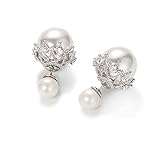 MISASHA Fashion Jewelry White Faux Imitation Pearl Double Ball Earrings