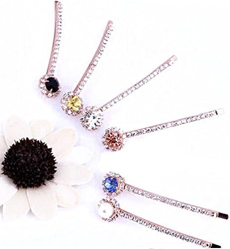 6 PCS Fashion Women Lady Crystal Hairpins Barrettes Rhinestone Elegant Flower Hair Snap Clip