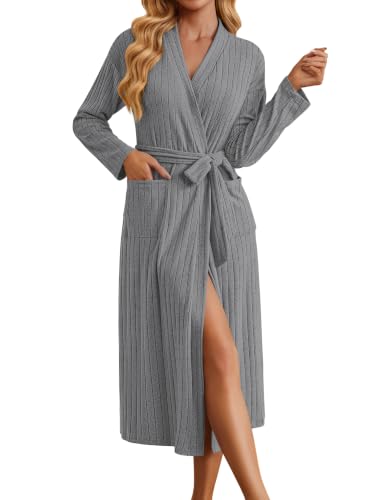 Ekouaer Womens Robes Long Bathrobe Ribbed Knit
