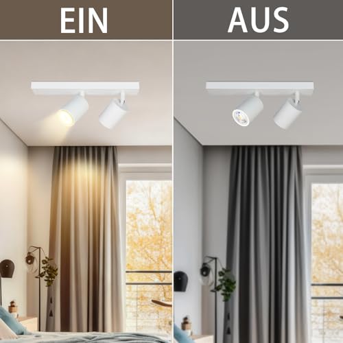ZMH LED Ceiling Light White Ceiling Spotlight: GU10 Ceiling Light Spot 2 Flames 350° Rotating Ceiling Spotlight Modern Hallway Light Industrial Wall Spotlight Living Room Without Bulbs