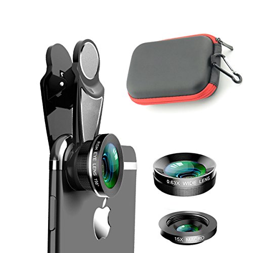 SMILEPOWO 3 in 1 HD Camera Lens Kit Phone Lens - Universal 0.63X Wide Angle Lens & 15X Macro Lens & 198 Degree Fisheye Lens, Clip on Cell Phone Lens for iPhone,Samsung,Android Phones - Thumbnail 6