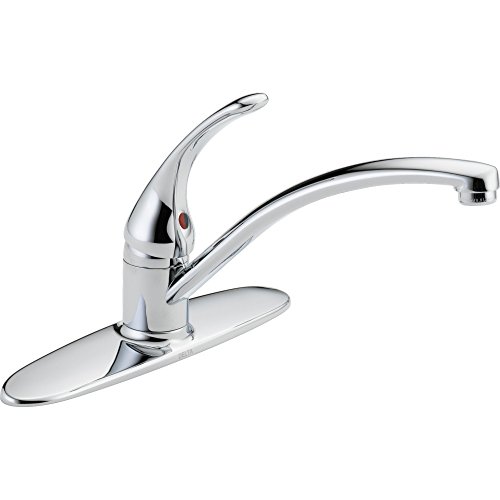 Delta Foundations Chrome Kitchen Faucet, Contemporary 3 Hole Kitchen Sink Faucet, Single Handle, Chrome B1310LF
