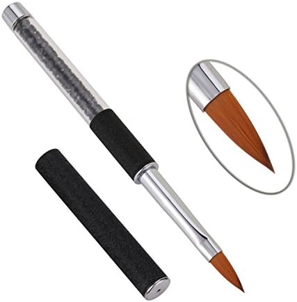 1Pc Acrylic Nail Art Brush Black Rhinestone Handle Konlinsky Sable Hair Nail Pen Tool #10 (10#, Black)