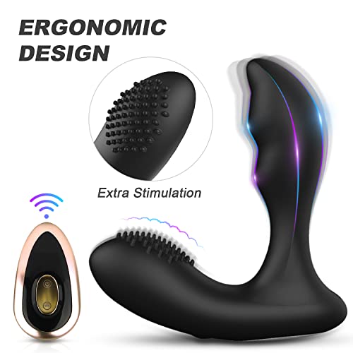 Prostate Massager Anal Vibrator Anal Vibrating Plug with Remote Control, G-spot Vibrator Sex Toys for Men, Women and Couple, Upgraded Rechargeable 12 Speeds Waterproof Silicone Soft Skin-Friendly