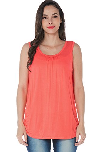 Smallshow Women's Maternity Nursing Tank Top Sleeveless Comfy Breastfeeding Clothes,Coral,Small