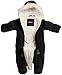 DKNY Baby Girls' Pram Jumpsuit - Quilted Polar Fleece Lined Snowsuit Coveralls (0-24M), Size 3-6 Months, Black