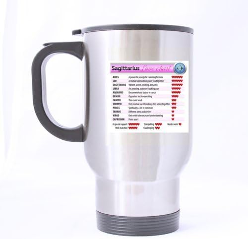 Fashion Constellation Series Funny Couple Compatibility Scale With Sagittarius Stainless Steel Travel Coffee/Tea Mugs Sliver 14 Ounce - Best Gifts For Christmas,New Years,Birthday,Festival And Yourself