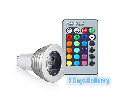2 Days Delivery GU10 16 Color Changing RGB LED Flash Light Bulb Lamp DC 12V + Remote Control (1 Pc)
