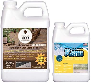 Resist Mist Half Gallon Kit Composite Deck Cleaner Sealer Removes Mold Mildew Algae And Grease Stains From Composite Decks Pavers Concrete Outdoor Fabrics No More Stains For 3 Years Amazon Sg Home