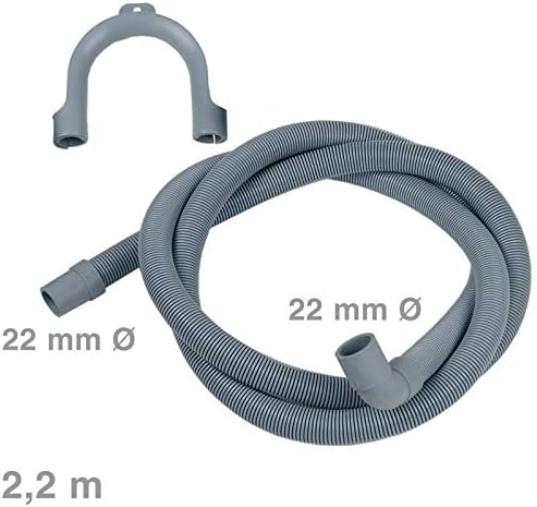 LUTH Premium Profi Parts Drain Hose, 2.2m, 19mm Inside Diameter, Grau, Compression Tube Couplings, for AEG Bauknecht