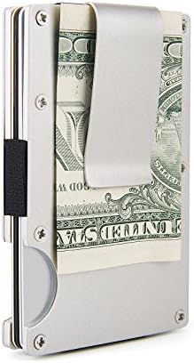 RFID Blocking Money Clip Aluminum Pop-up Card Case Silver Slim Wallet + Gift Box