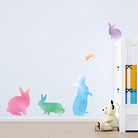 Amazon うさぎ シルエット ウォールステッカー パステルカラフル ウォールステッカー オンライン通販