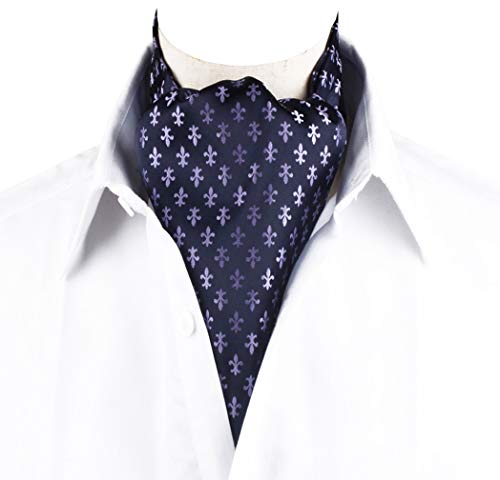 MENDENG Men Purple Paisley Jacquard Woven Silk Cravat Necktie Scarf Formal Ascot - Thumbnail 3