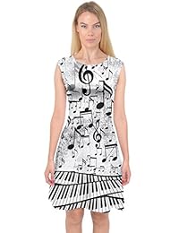 Pattycandy Mujeres Mujeres Notas Musicales Patrón Capsleeve Midi Vestido, XS-3 XL