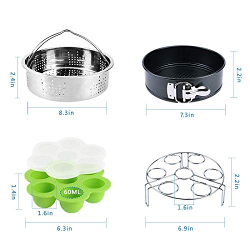 Pressure Cooker Accessories Set, Compatible with Instant Pot 5,6,8 QT Steamer Basket,Egg Rack, Springform Pan,Egg Bites Mold,Steamer Basket Inserts,1Pair Silicone Mitts/7pcs
