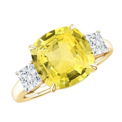 Rosec Jewels 3.5 Ct Lab Grown Yellow Sapphire Engagement Ring, Aaaa Quality, 18K Yellow Gold, Size:US 10.25 at Amazon
