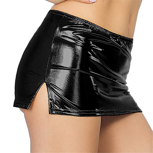 Sport Bra for Women,Women Sexy Leather Underwear Lingerie Patent Leather Night Skirt Sexy,Men's Clothing,Black,One Size