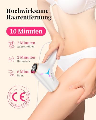 Haarlosy IPL Devices Hair Removal Laser for Women and Men with Painless Results in Salon Quality for Home, 22J IGBT IPL Hair Removal Device for Face, Bikini Area, Body, Gold White