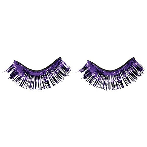 Party Ready Team Spirit Tinsel Eyelashes Accessory, Purple, plastic , 1/2" x 1", Pack of 2