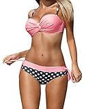 Nulibenna Push Up Two Piece Bikini Swimsuit Candy Patch Padded Swimwear Multi Medium