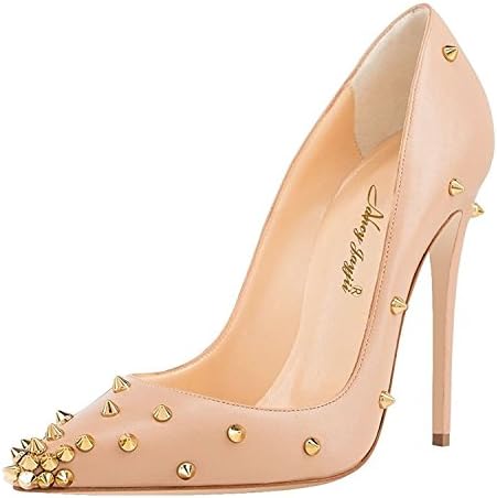 Nancy Jayjii NJPU Women High Heels Pumps Pointed Toe Sexy Rivets Stilettos Dress Shoes for Party