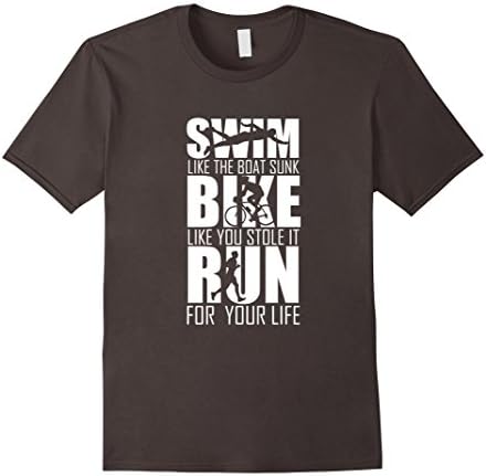 Mens Swim, Bike, Run - Funny Graphic Triathlon Tshirt Small Asphalt