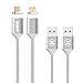 ZRSE 4th Generation Magnetic Braided USB Charging Cable for Samsung Galaxy S2 S3 S4 S6, Note 2/3/4/5,LG G4 G3, Sony Xperia Z5 Premium/Compact etc, Silver 2 Pack
