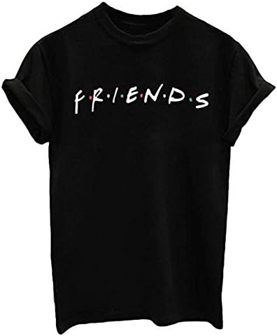 Dutoz Womens Friends TV Show T Shirts Summer Casual Short Sleeve Graphic Shirt Tees (Black S)