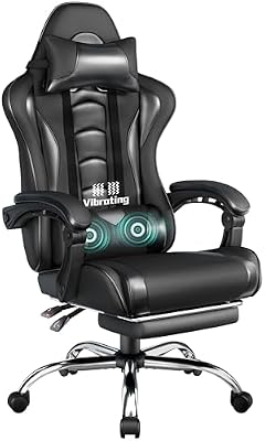 Cadeira de escritório Cadeira de jogos com apoio para os pés Cadeira ergonómica com rodas Cadeira de computador ajustável com suporte lombar Capacidade máxima 136 KG Preto