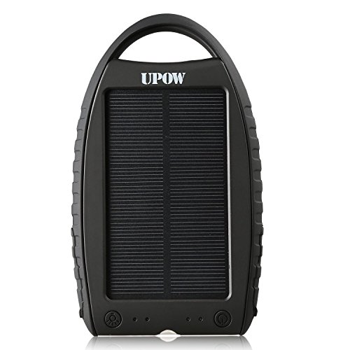 Upow 7000mah solar power bank dual usb port portable ch…