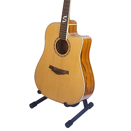GLEAM Guitar Stand - Folding A Frame for Acoustic and Electric Guitars with Guitar Strap and Picks
