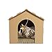 Furhaven Cardboard Cat House Gingerbread House, Cat Hideout Scratcher with Detachable Hanging Toys