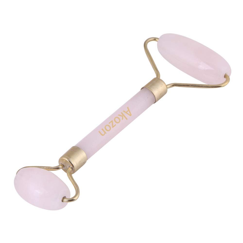 Akozon 1pc Rose Quartz Crystal Double-Head Beauty Roller Face Neck Massage Tool …