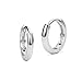 925 Sterling Silver Rhodium Plated 2mm x 13mm Small Plain Hoop Huggie Earrings