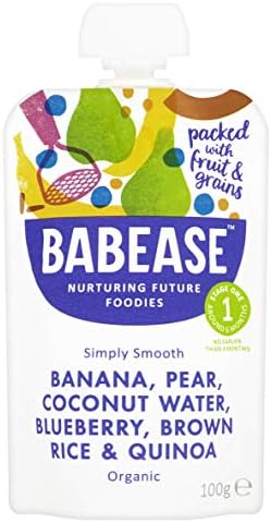 Babease Organic Bananas, Pear, Blueberry, Coconut Water, Brown Rice & Quinoa 100g (Pack of 8)