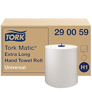 Tork Matic extra lange handdoekrol 290059 – H1 Universele papieren handdoeken voor handdoekdispenser, 1-laags, wit – 6 x…