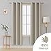 Deconovo Grommet Blackout Curtain Room Darkening Curtains Thermal Insulated Drapes 42 Inch by 84 Inch Light Beige Four Curtain Panels