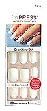 Kiss imPress Press-On Short Length Iridescent White Nails 74093 Next Wave