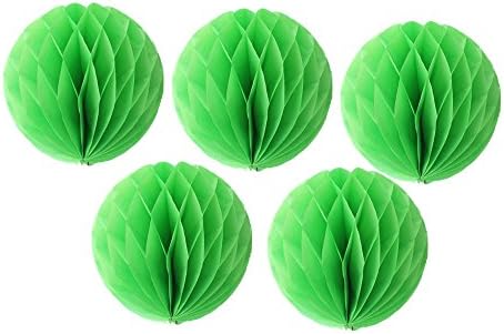 5pack Tissue Paper Pompoms Honeycomb Ball Lantern Flower For Wedding Party Decorations Green Apple 6"